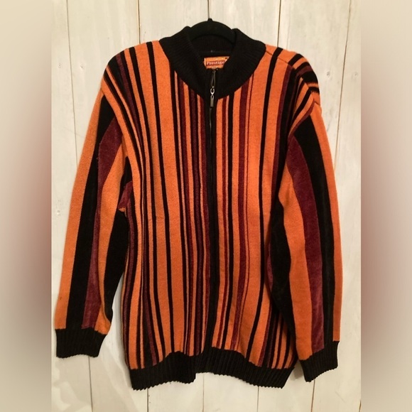 royal prestige Other - Vintage Royal Prestige Mens XL Full Zip Sweater Festival Orange &‎ Black Stripe